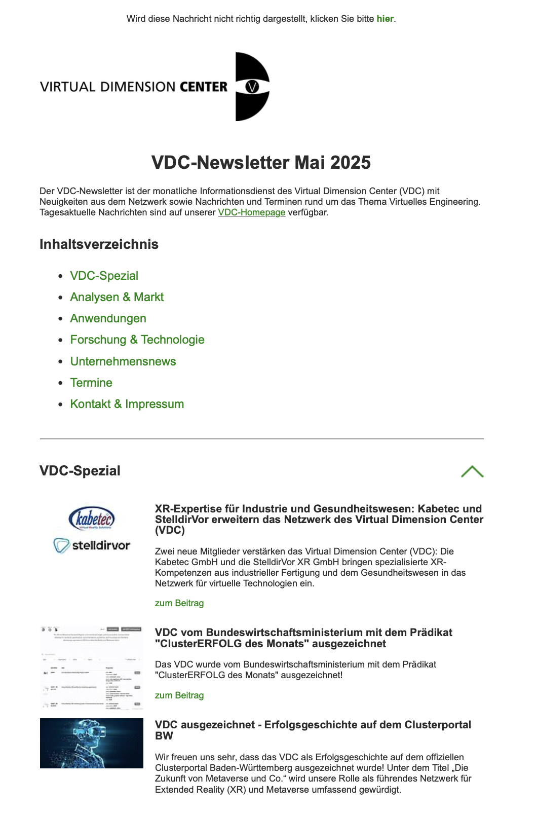 Newsletter Mai 2025