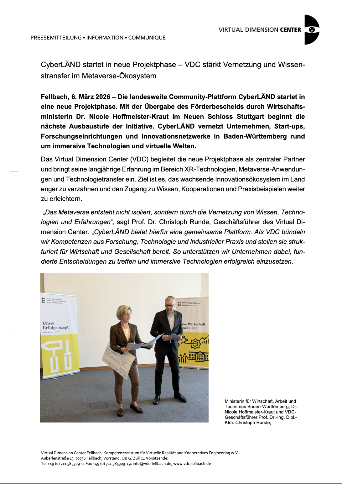 CyberLÄND startet in neue Projektphase – VDC stärkt Vernetzung und Wissenstransfer im Metaverse-Ökosystem