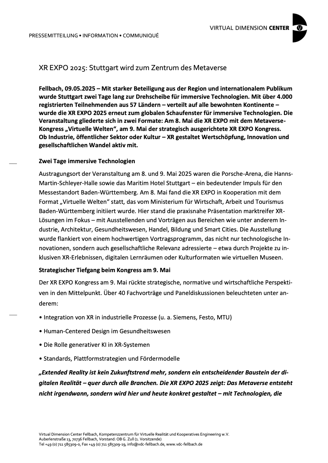 XR EXPO 2025: Stuttgart wird zum Zentrum des Metaverse