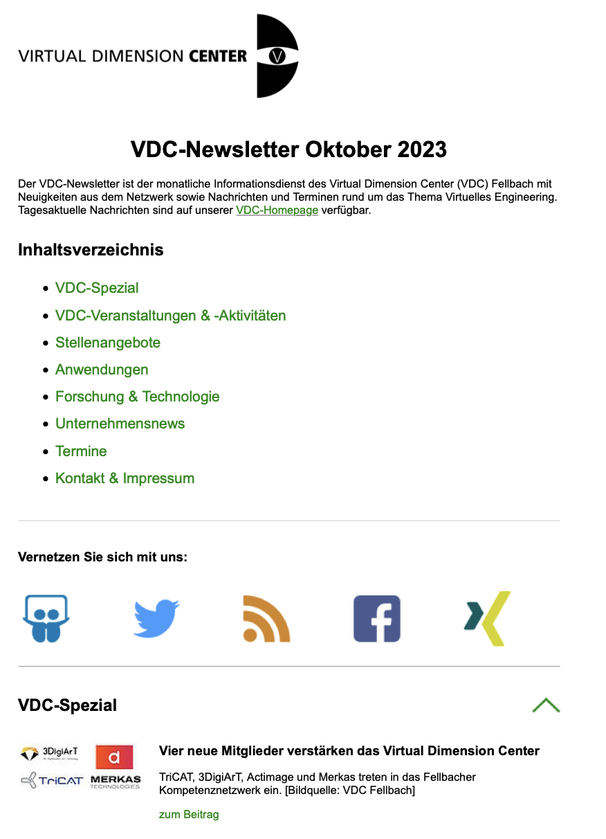 VDC-Newsletter für Oktober 2023