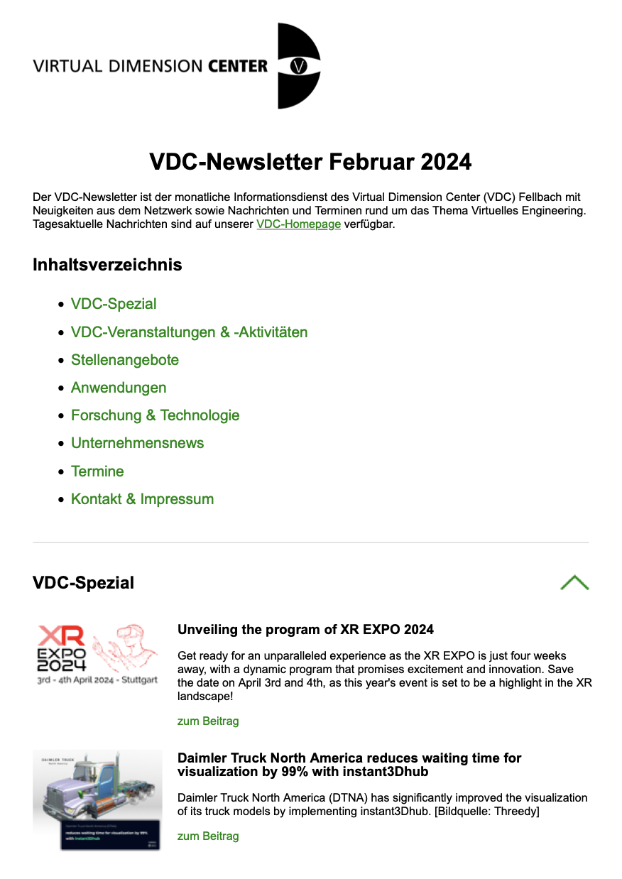 VDC-Newsletter für Februar 2024