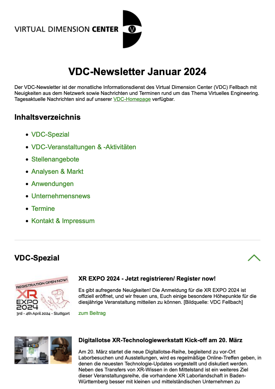 VDC-Newsletter für Januar 2024