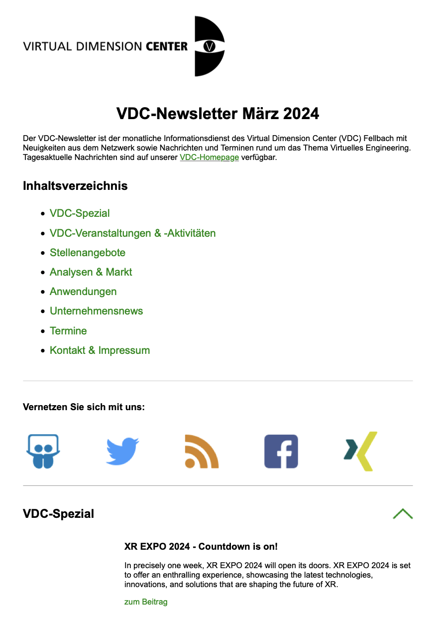 VDC-Newsletter für März 2024