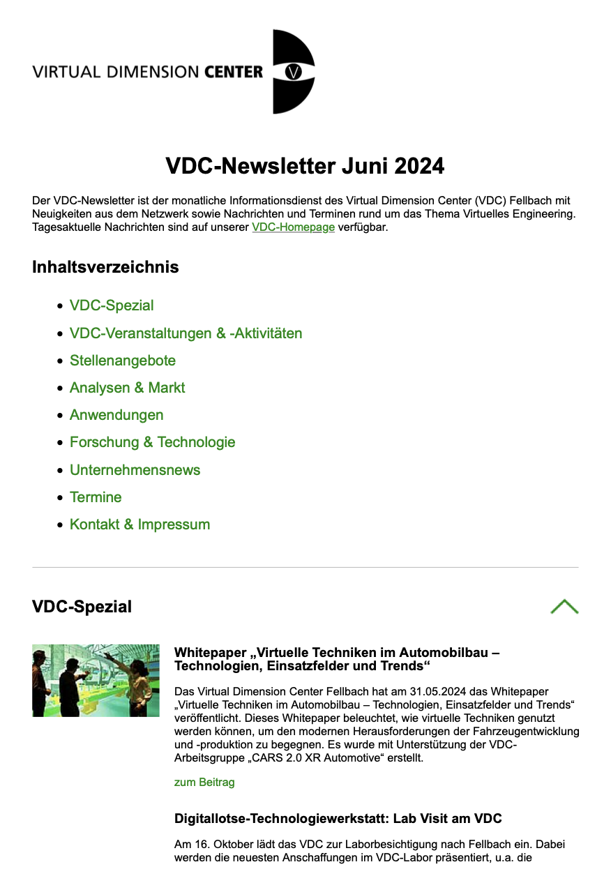 VDC-Newsletter für Juni 2024