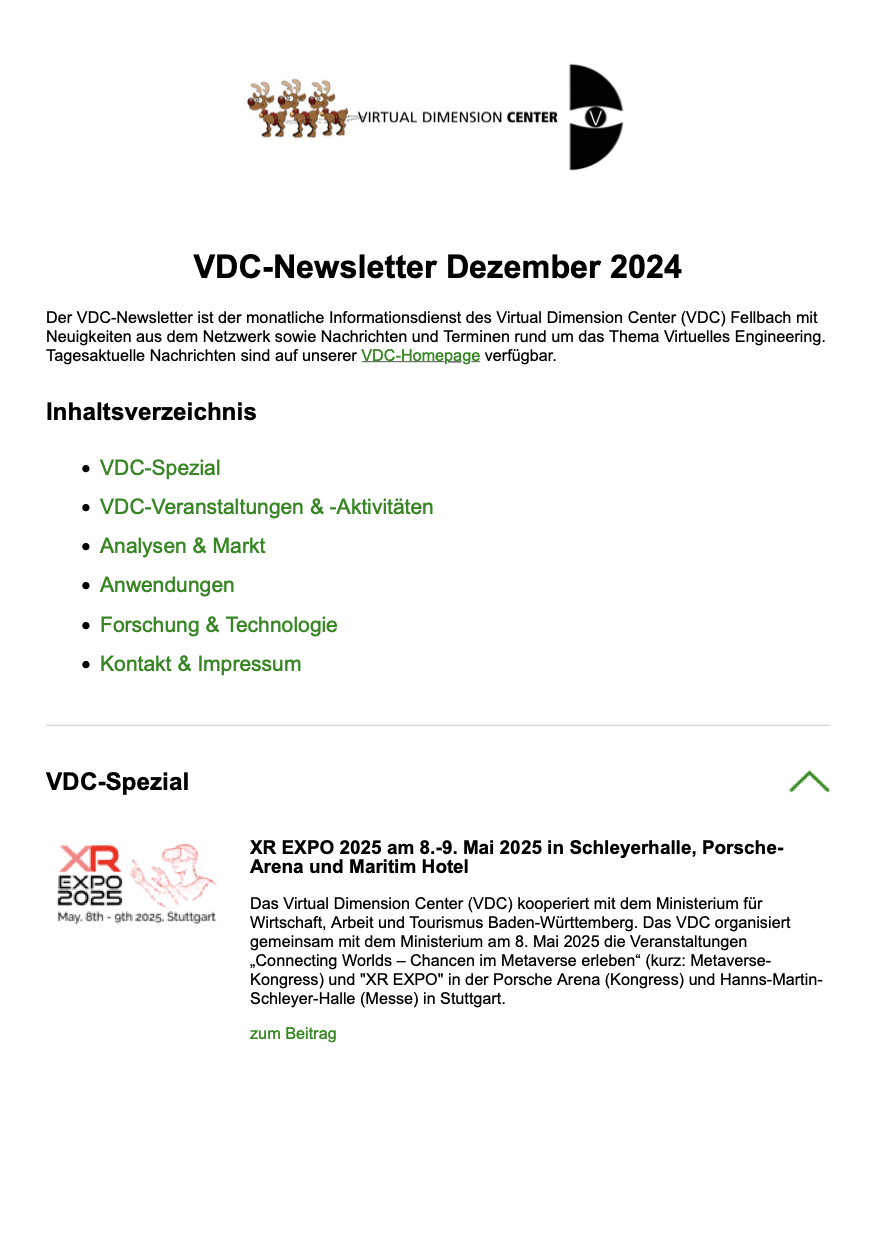 VDC-Newsletter für Dezember 2024