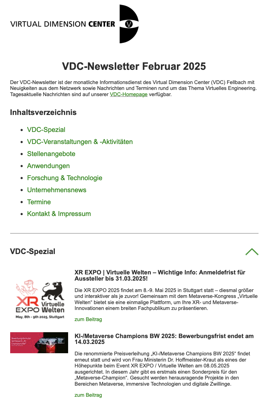 VDC-Newsletter für Februar 2025
