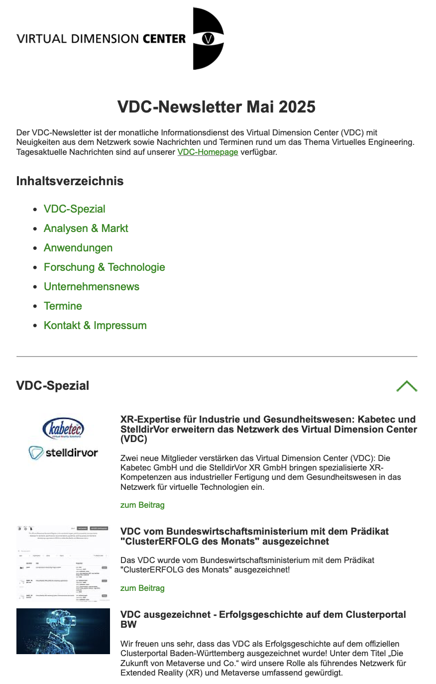 VDC-Newsletter für Mai 2025