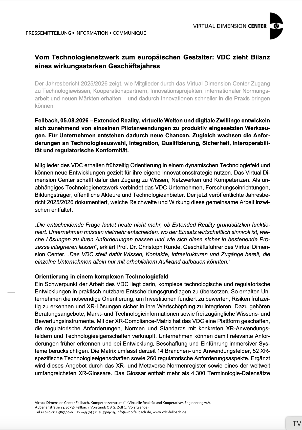 Vom Technologienetzwerk zum europäischen Gestalter: VDC zieht Bilanz eines wirkungsstarken Geschäftsjahres