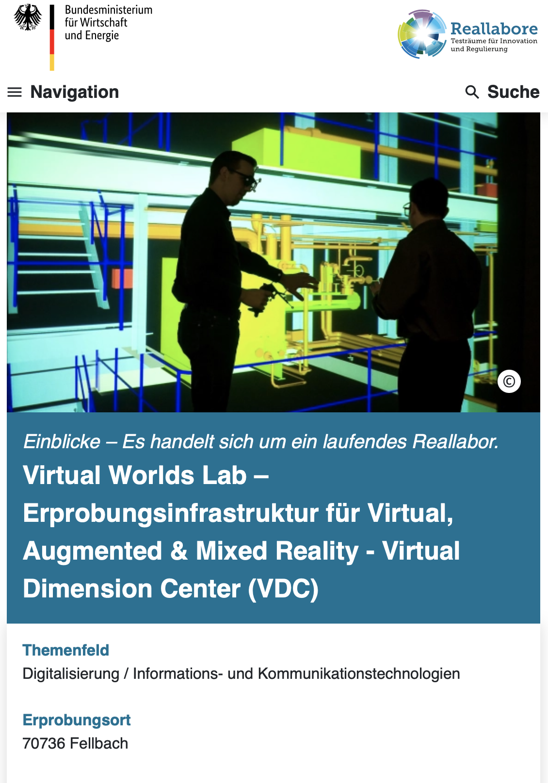 VDC veröffentlicht Pressemitteilung: Virtual Worlds Lab in bundesweites Reallabore-Innovationsportal aufgenommen