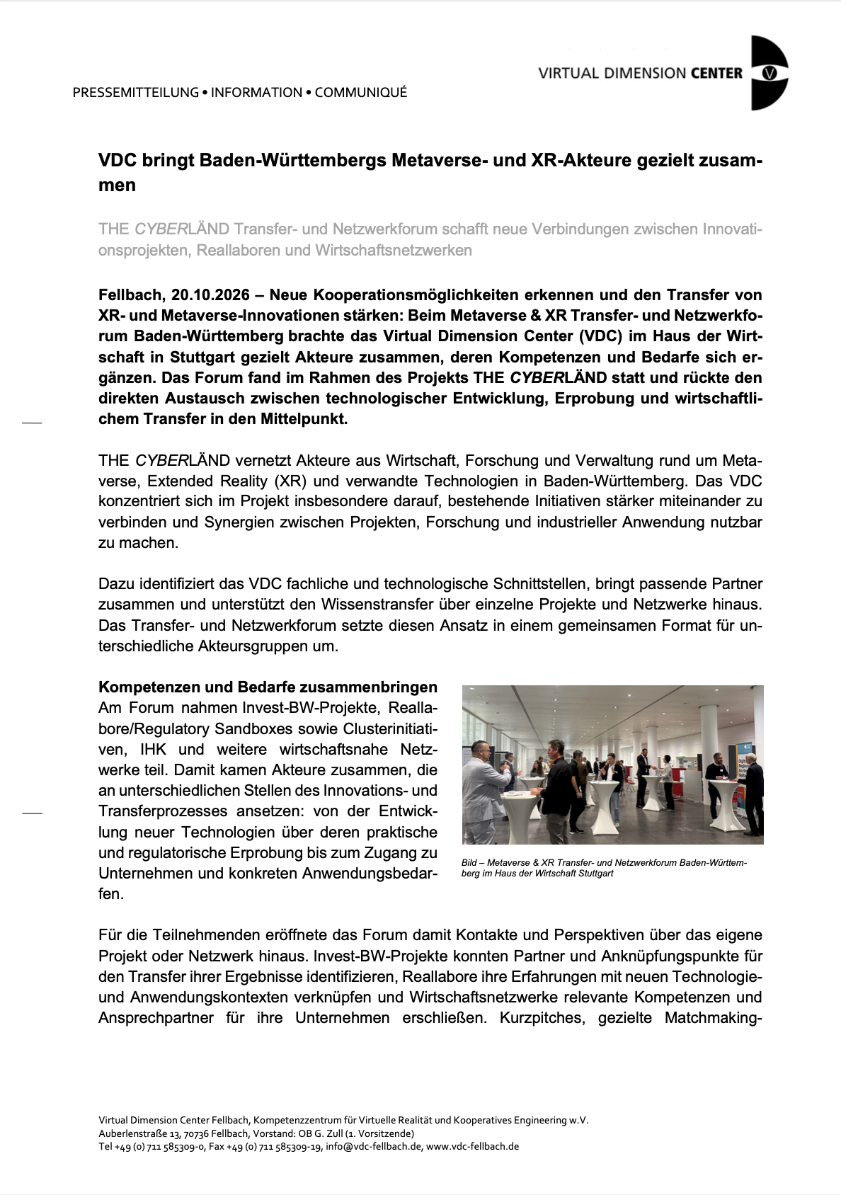 VDC bringt Baden-Württembergs Metaverse- und XR-Akteure gezielt zusammen